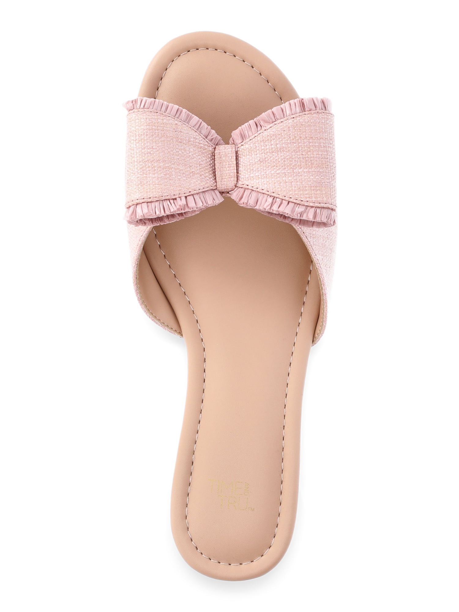 Time and Tru Women's Raffia Bow Slide Sandals