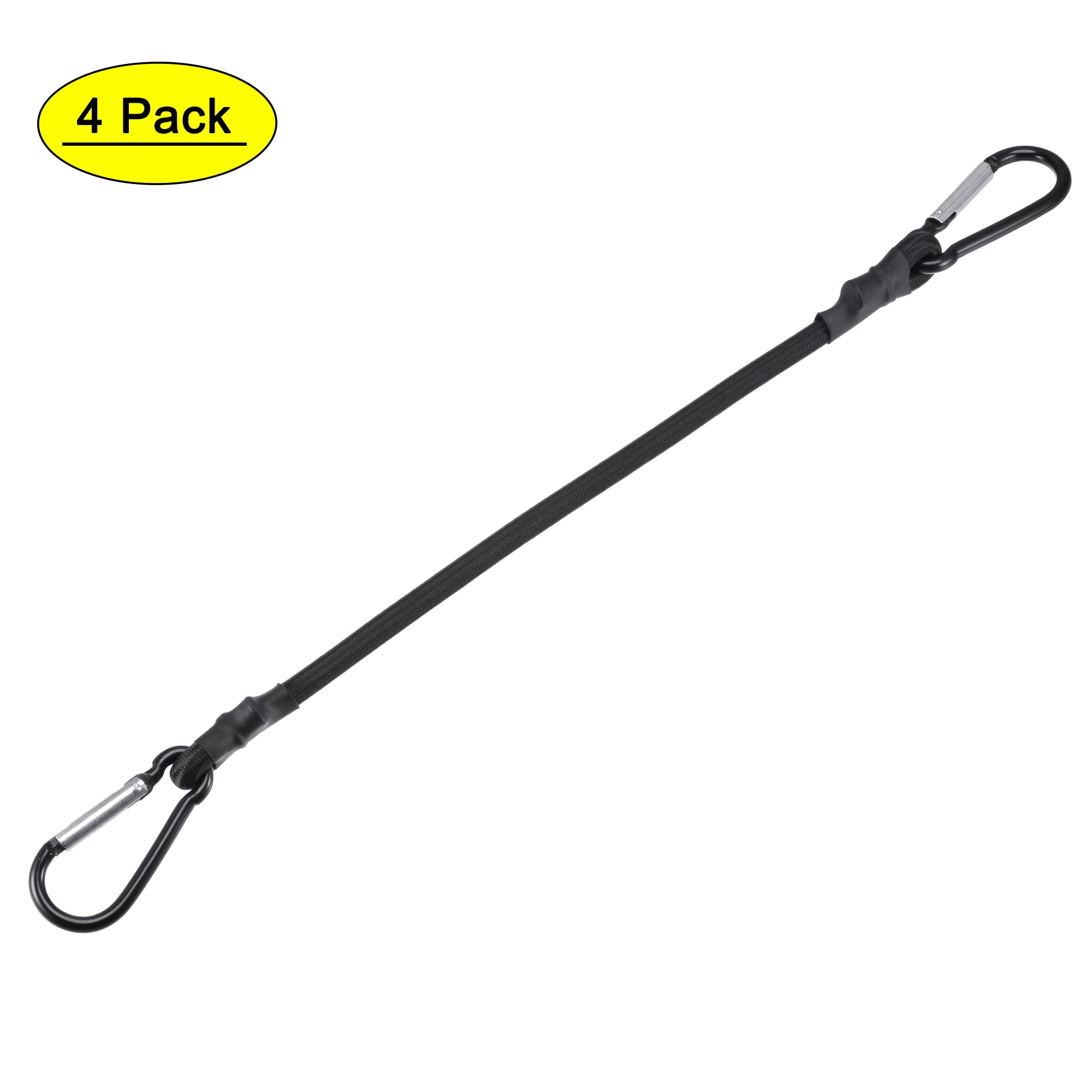 Uxcell 40cm/15.7 Inch Elastic Shock Cords Ropes with Hooks Black 4 Pack