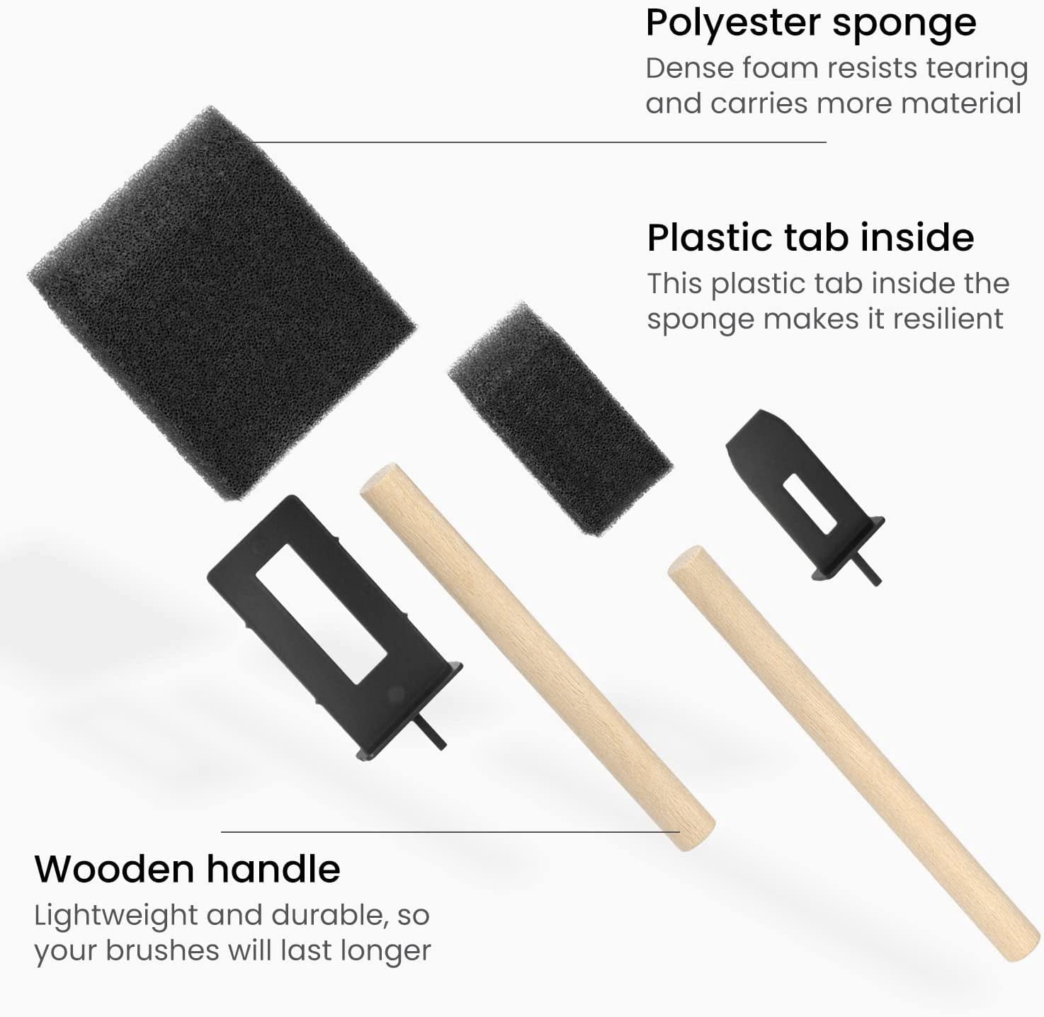 JJEAN-Foam Paint Brushes, Set of 50, Includes 25 x 1 Inch & 25 x 2 Inch Sponge Brushes