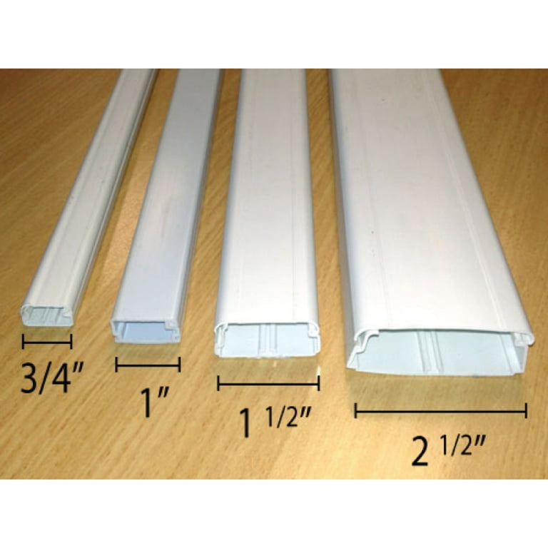 Wire Trak Hinged Wall Cord Cover Cable Raceway - 2.5 W x .875 H - 5'  Length - 20 pc Case - Paintable PVC - White WC9375-20