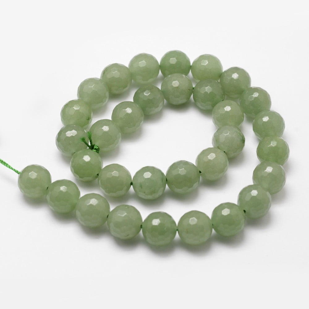 Natural Green Aventurine Beads Strands Faceted Round 8mm Hole: 1mm 44pcs/strand 14.9 inch~15.1 inch