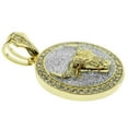 thumbnail image 3 of Bull Head Coin Hip Hop Pendant Iced 48MM Round Gold Finish w/ Silver Glitter, 3 of 5