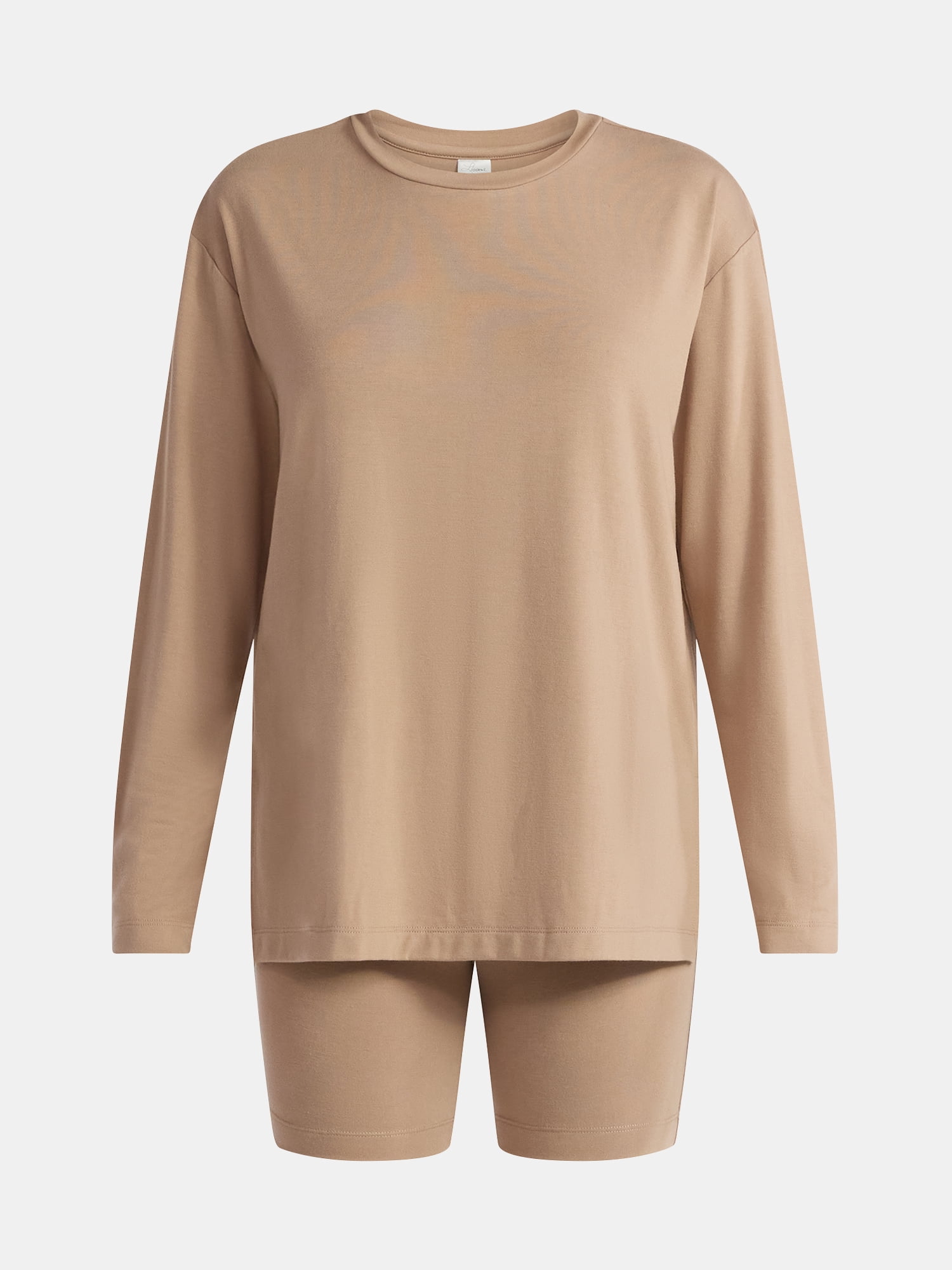 Lissome Women’s Super Soft Jersey Knit Long Sleeve Sleep Top and Shorts Pajama Set, 2-Piece, Sizes S-3X