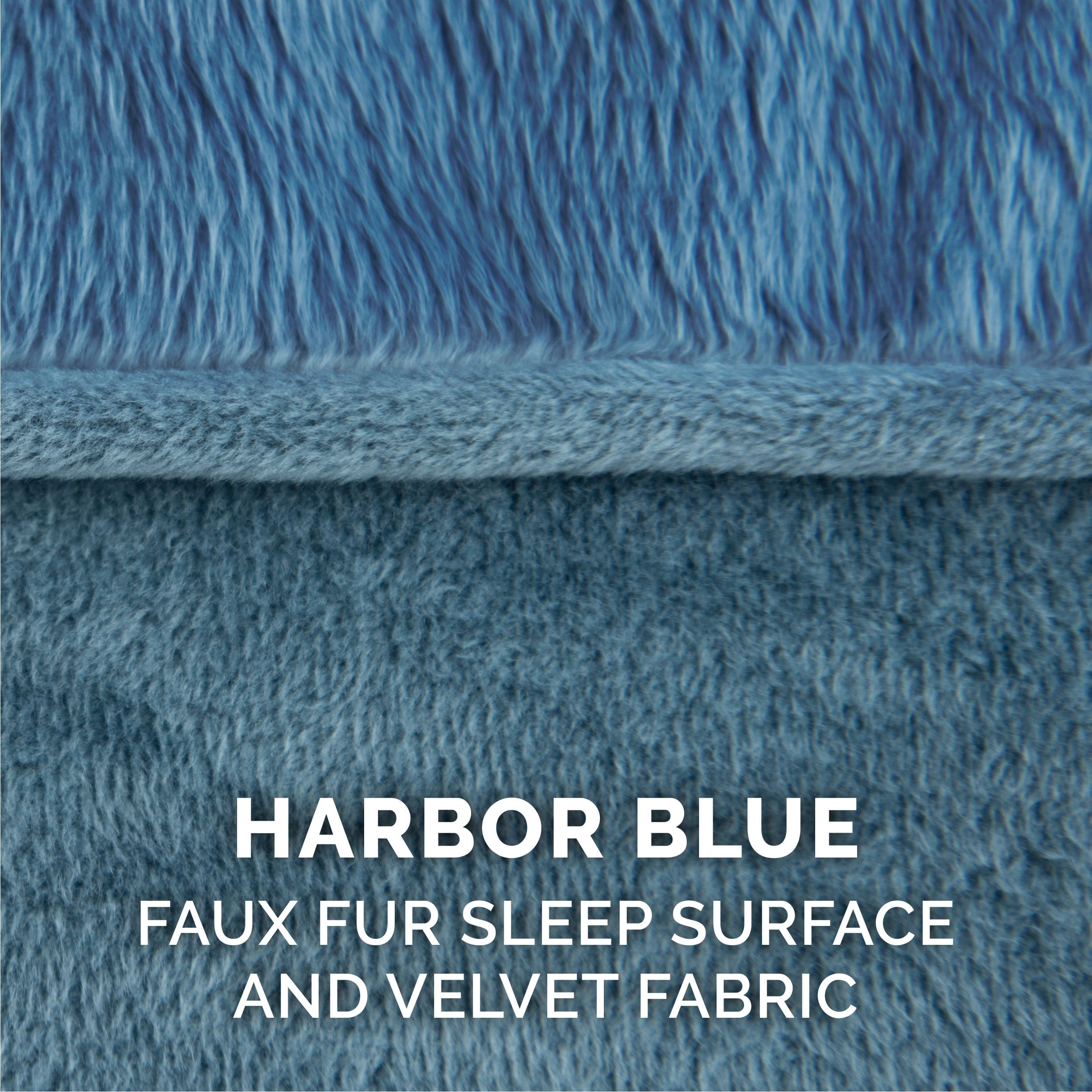 FurHaven Pet Products Faux Fur & Velvet Orthopedic Sofa Pet Bed for Dogs & Cats - Harbor Blue, Large