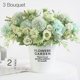 thumbnail image 5 of Decoración floral para el hogar ramo de flores rosas artificiales boda tela de seda nupcial ramo de flores falsas, blanco verde 3 Piezas Noticed HA6621-05B*3, 5 of 5
