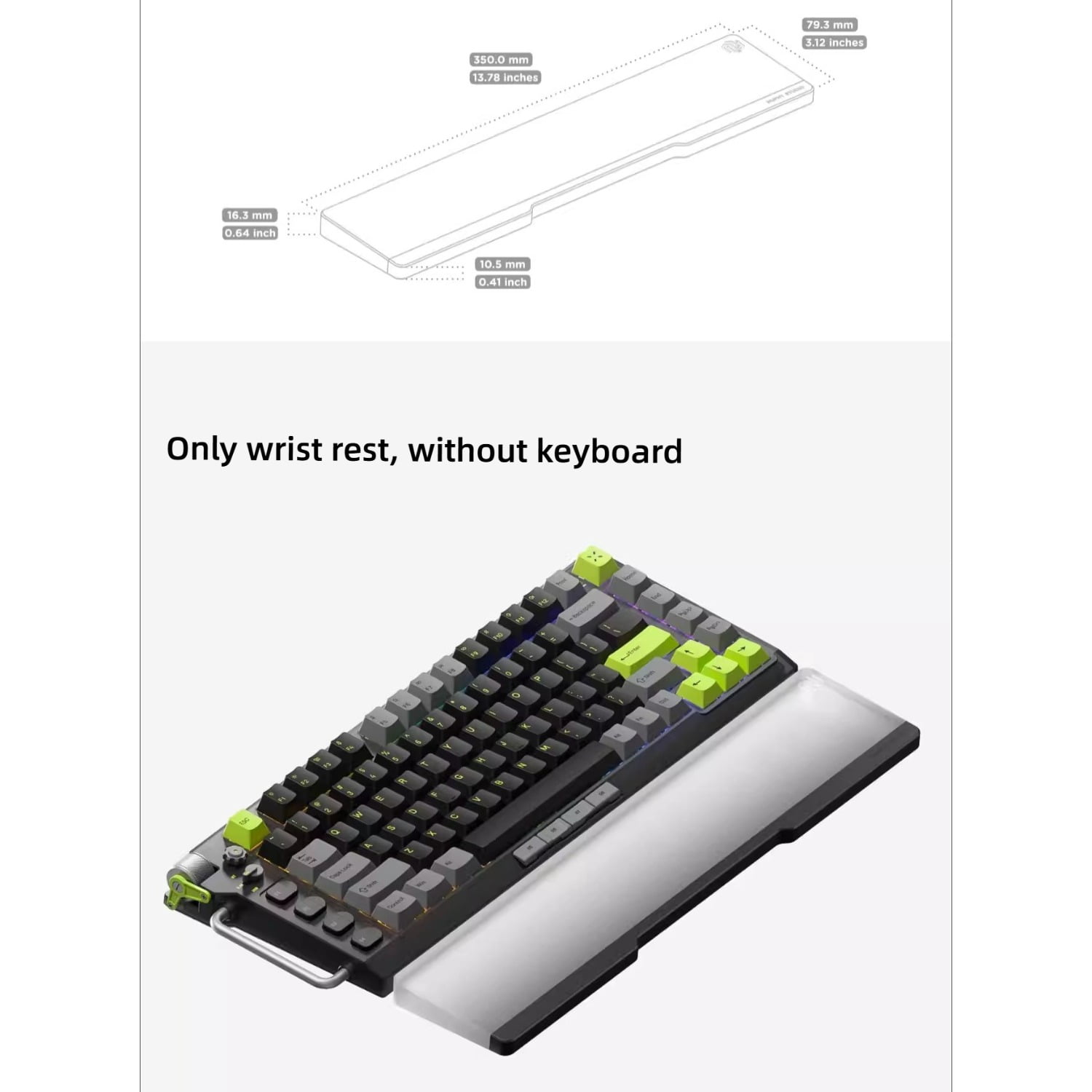 Ergonomic Wrist Rest for Field75 Keyboard, Acrylic Construction for Typing Comfort