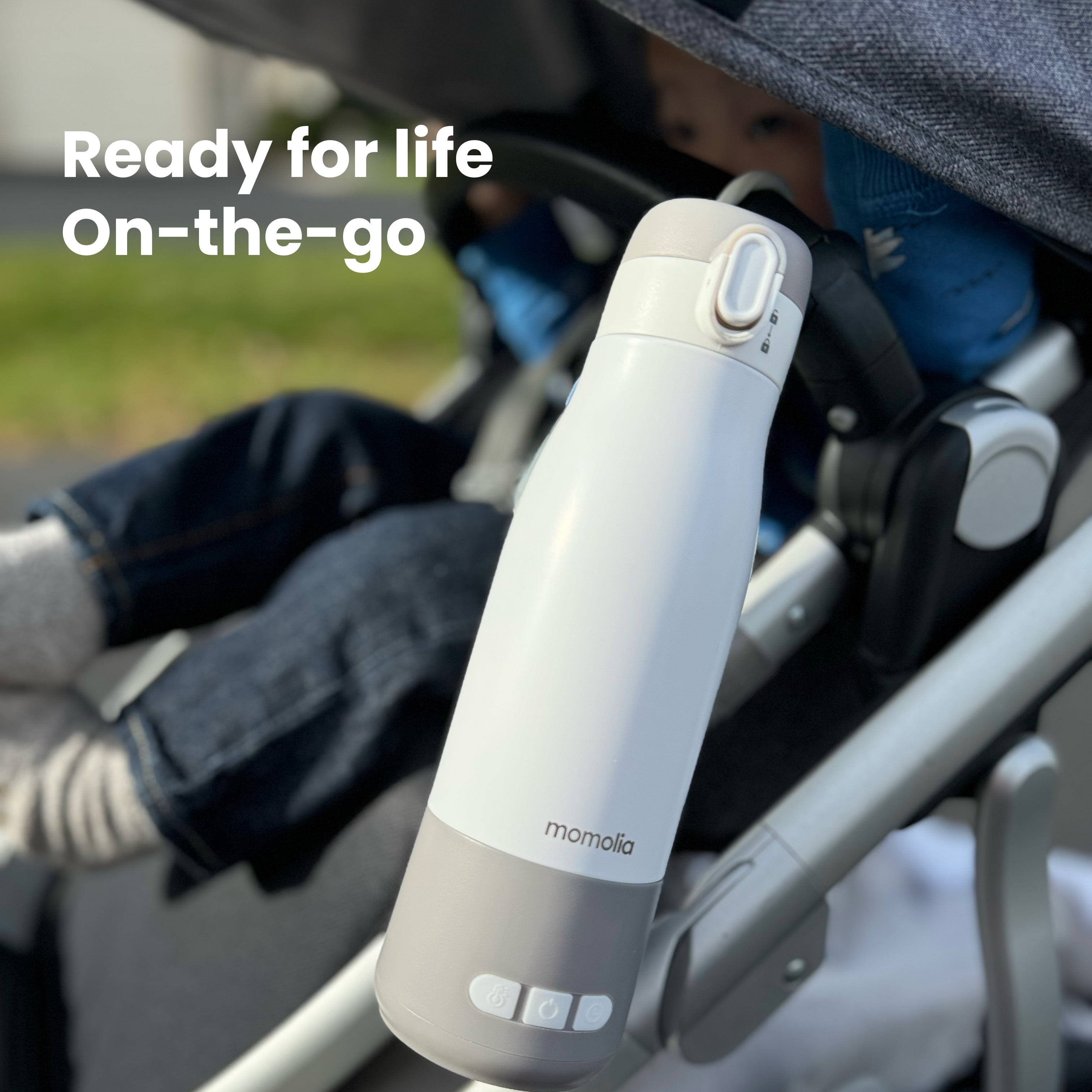 Portable Milk Warmer for Travel, Bottle Warmer for Breastmilk and Formula, Milk Warmer On-The-Go, Large Capacity 12 oz. with LED Temp Control, Wireless for Bottle Feeding (Grey)