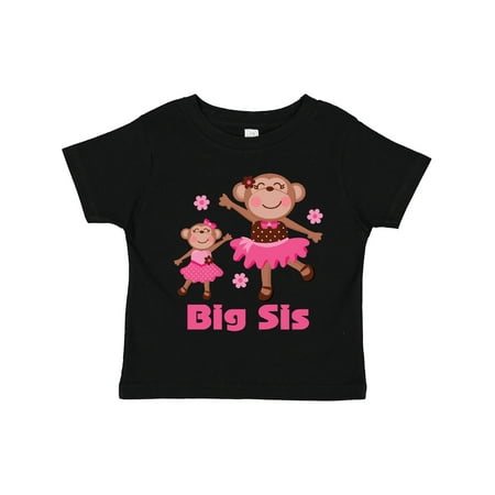 

Inktastic Big Sis Sibling Girl Monkey Gift Toddler Toddler Girl T-Shirt
