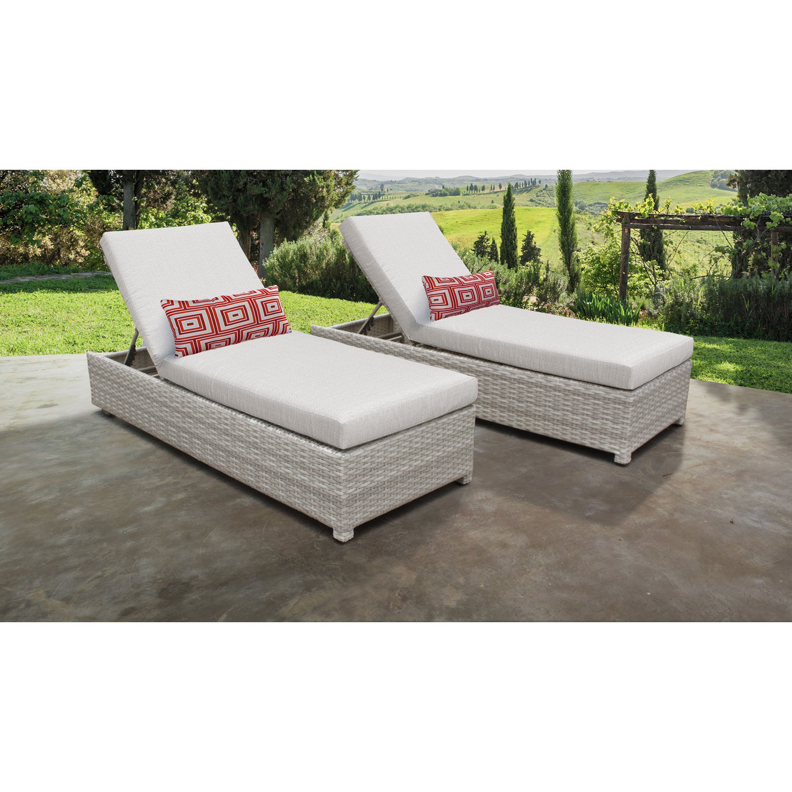 TK Classics Fairmont Wheeled Wicker Outdoor Chaise Lounge Chair - Set of 2 - image 5 of 11