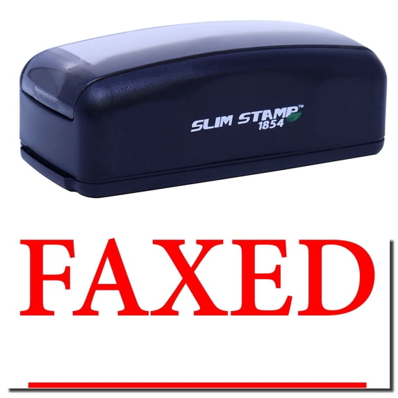 Large Pre-Inked Times Faxed with Line Stamp, Slim 1854, Ultra Slim Design, Impression Size 1-13/16" by 2-1/2", Up to 25,000 Impressions - Red Ink