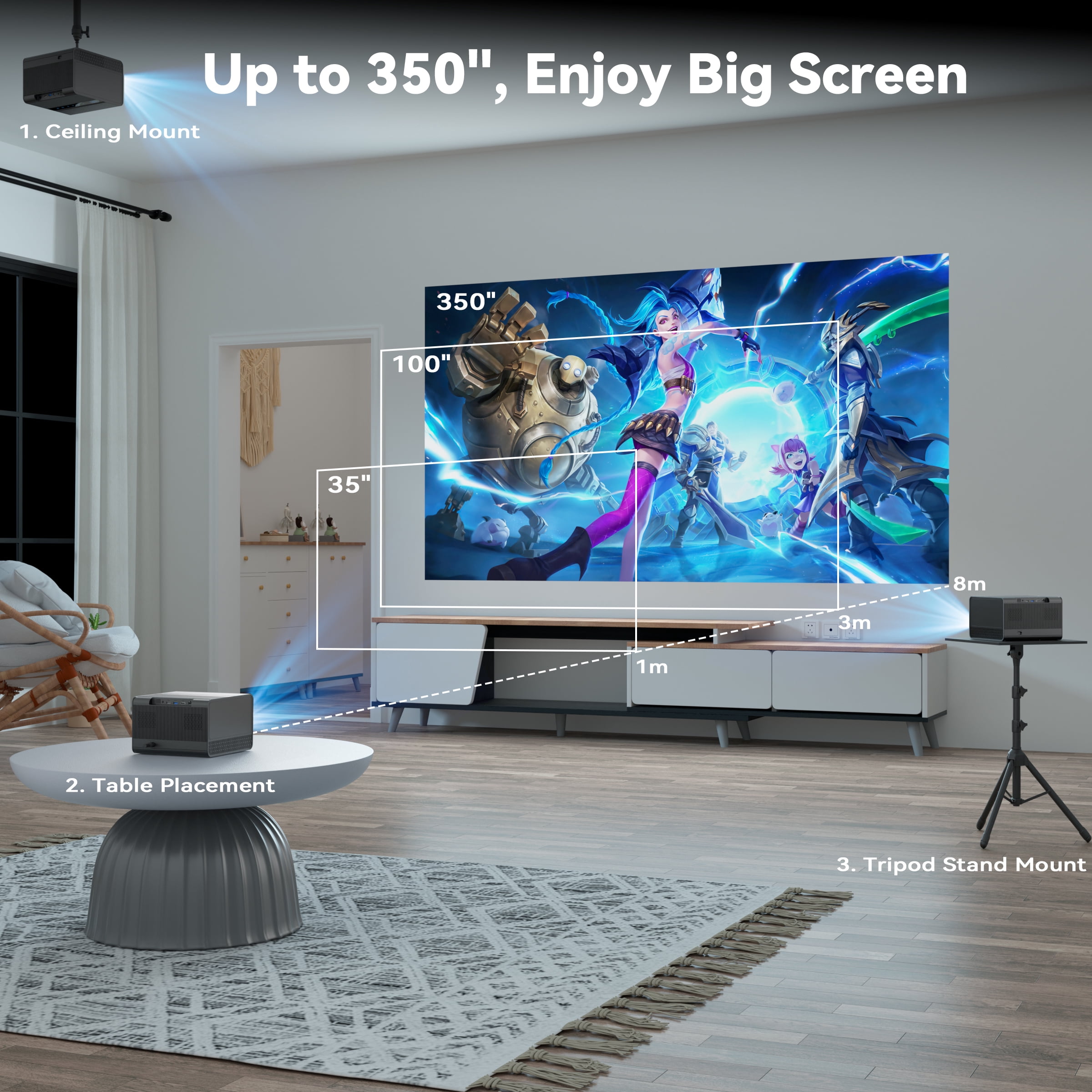 Visulapex U1001 Projector with WiFi 6 and Bluetooth 5.2 1080p, Black