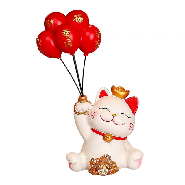 Colección de estatuas de gato de la suerte, decoración de Feng Shui chino, adorno de mesa de resina para Estilo B