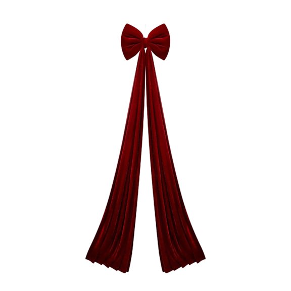 Large Velvet Red Bow with Long Tails for Holiday Decorations, Indoor Outdoor Wreath, Door, Wall, Gift Wrapping, Christmas Party Decor
