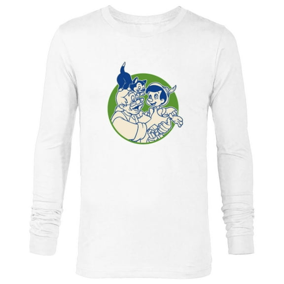 Disney Pinocchio Geppetto and Figaro - Long Sleeve T-Shirt for Men - Customized-White