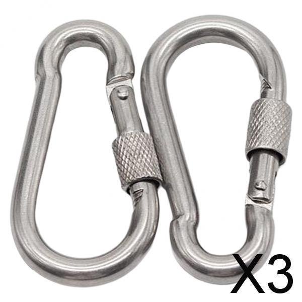 Colaxi 3-6pack 2Pack Locking Carabiner D- Hooks Keychain Clips for Hammock 3 Pcs