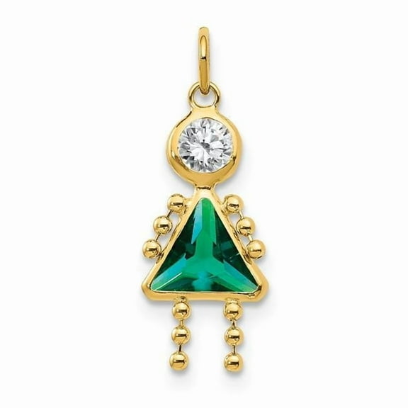 10k Yellow Gold Polished May Charm 20x10mm Wide Pendant Necklace for Women