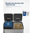 thumbnail image 4 of 2 x 10.6 Gallon Stainless Steel Double Trash Can with Lid for Kitchen, Large Dual Trash and Recycle Bin Combo, Step-on Kitchen Metal Garbage Cans, PP Inner Buckets, Liner Rim, Matte Silver, 4 of 6