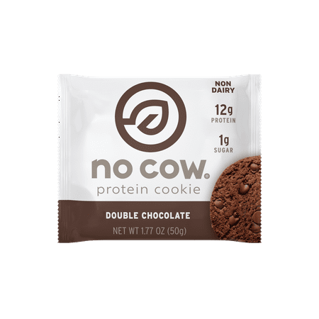 No Cow Protein Cookie, Double Chocolate, 12g Plant Based Protein, Low Sugar, Dairy Free, Gluten Free, Vegan, 12