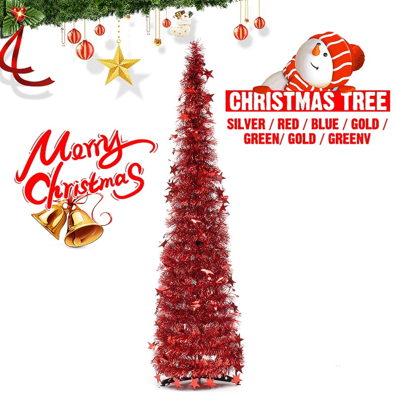 Winter Wonderland GOLD & Multicolor Tinsel CHRISTMAS TREE 5ft Tall NEW!