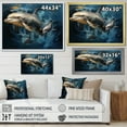thumbnail image 4 of Designart "Graceful Dance Blue Dolphins IV" Animals Framed Wall Art - Modern Farmhouse Blue Dolphin Hallway Framed Wall Art Decor, 4 of 6