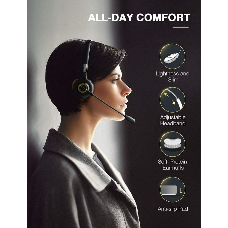 Trucker Bluetooth Headset Hands Free Wireless Headphones for Cell