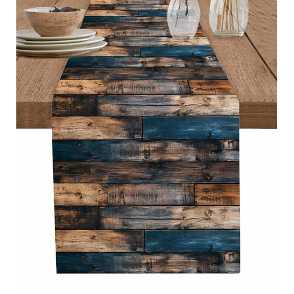Boanket Vintage Wooden Table Runner - 48 Inch Long, Kitchen Dining Table Runner Dresser Scarves, Farmhouse Retro Shabby Wood Farmhouse Decor for Coffee Tables Wedding Party Banquet