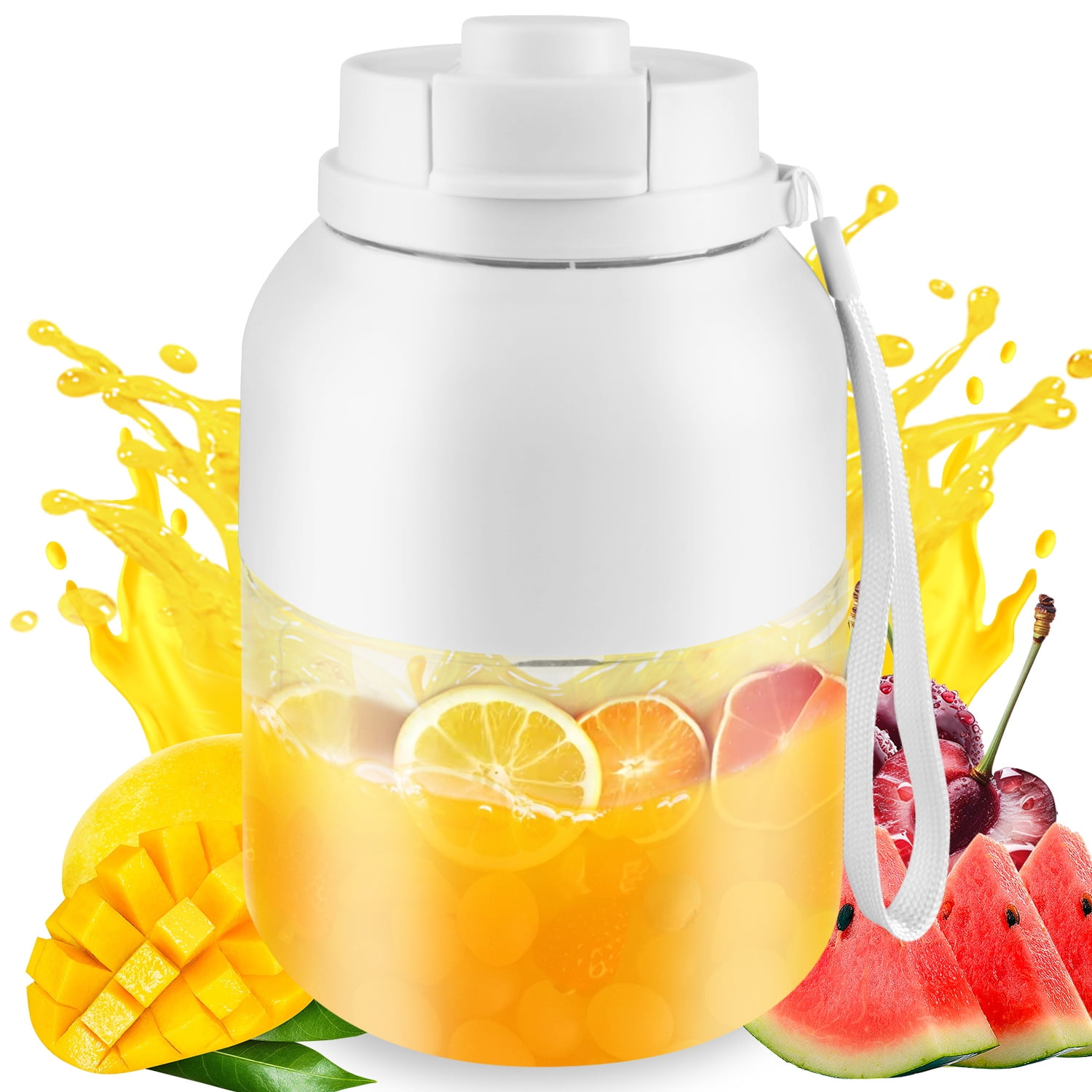 Portable Blender for Shakes and Smoothies,44oz HopePow Large Capacity USB Rechargeable Juicer Blender with Lip 38 Blades Cordless Personal Portable Small Blender for Smoothies,Kitchen,White