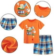 thumbnail image 3 of FLMEI 2-8 Years Boys Summer T-Shirt Outfits for Kids Toddler Short Sleeve Pullover Tops + Plaid Shorts Casual Cotton Set for Boys, 3 of 8