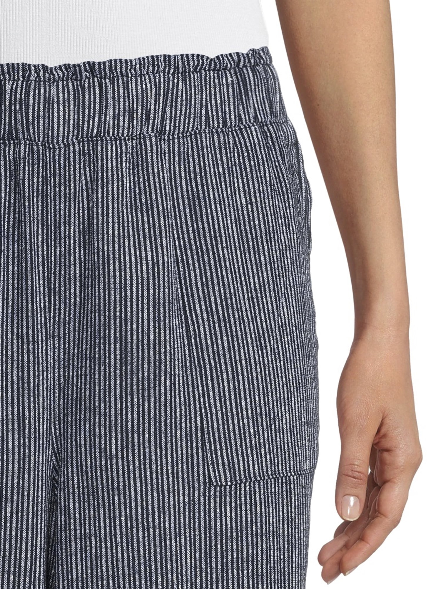 Time and Tru Women's High Rise Wide Leg Full Length Linen Pant