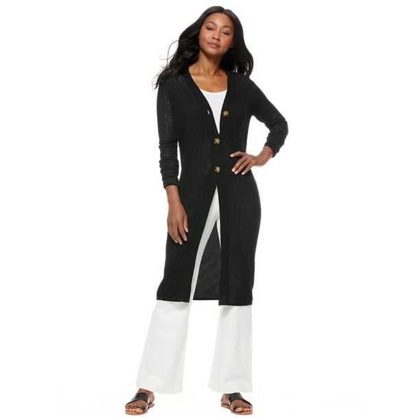 Scoop Women’s Long Cardigan Button Front Knit Sweater Scoop Women’s Long Cardigan Button Front Knit Sweater