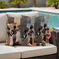 thumbnail image 4 of Black Brown Girls Boho Outdoor Waterproof Pillow Covers, Grey Vintage Ethnic Abstract Art Decorative Square Throw Pillowcase Sofa Cushion Sham for Patio/Couch/Chair, 18"x18" 2 Pack, 4 of 8