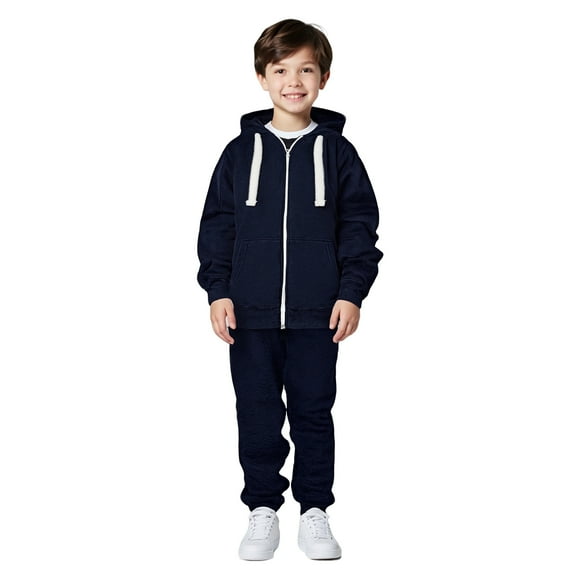 Kids Sweatsuit Set for Girls 2PC Long Sleeve Full Zip Up Black Basic Hoodie Sweatpants Joggers Set Warm Fall Winter Clothes Clothes for Boys4-5 Years Boys Girls Fashion