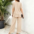 thumbnail image 7 of MLCDZ Plus Size Mother of Bride Pant Suits 2 Piece Chiffon Sets Round Neck Short Sleeves Top and Flowy Baggy Pants Ruffle Layers Wedding Guest Outfit, 7 of 7