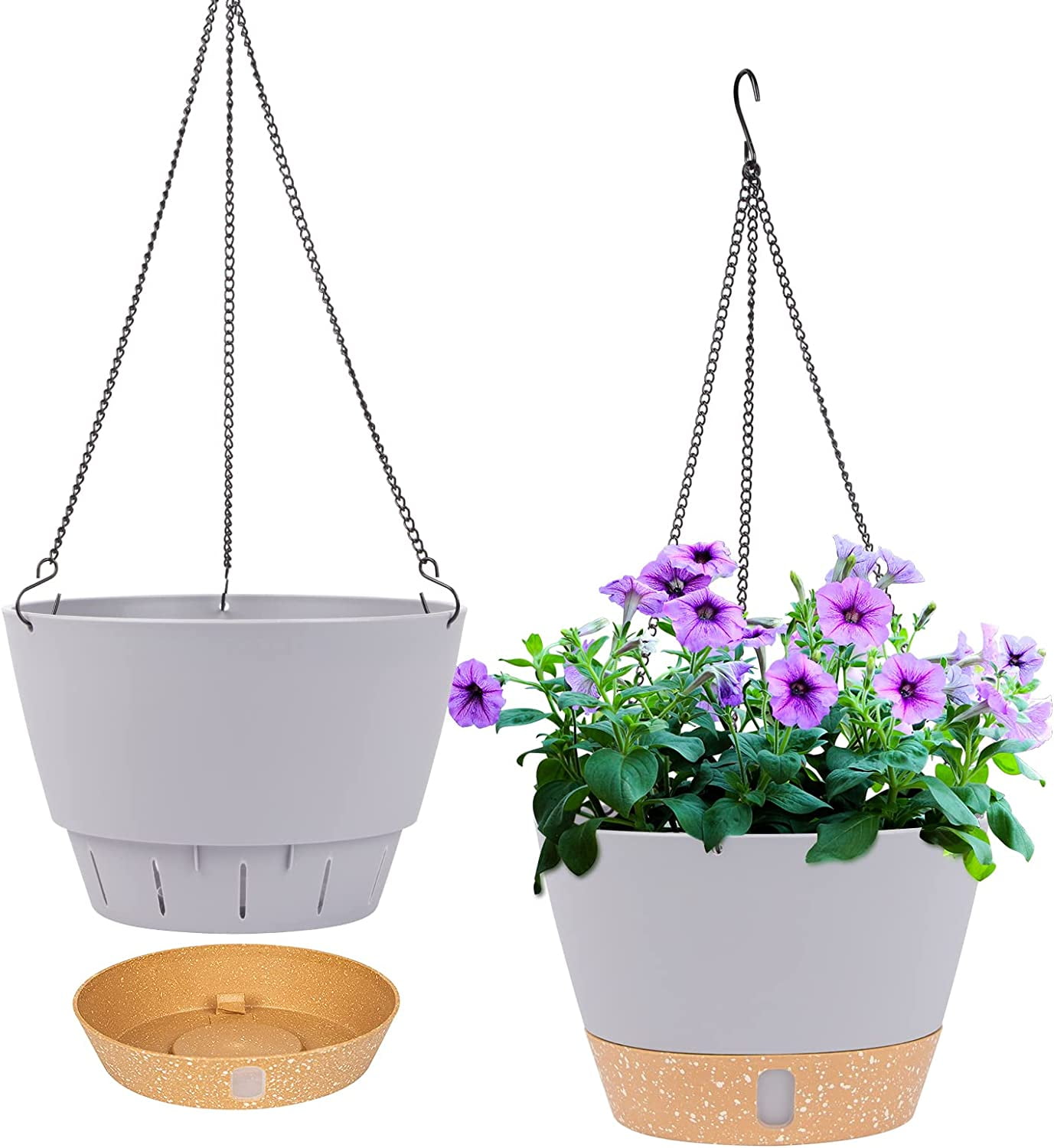 QCQHDU 2 Pack Hanging Planters Set,10 Inch Indoor Outdoor Hanging Plant