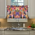 thumbnail image 2 of Yayeee Kitchen Curtains Tier Pair Light Filtering 27"x24" Rod Pocket Short Cafe Window Panel, Art Buildings, 2 of 7