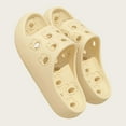 thumbnail image 6 of Soft Silicone Slides For Men And Women With Cutout Patterns Thickened Sole Non-Slip Outsole Easy Clean Yellow Eva European 37-38 Us 6-6.5 Foot Length 9.45 Inches Yellow, 6 of 9