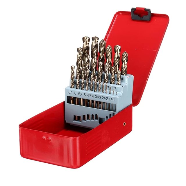 Juego de brocas LudoPam Cobalt Métricas de 1-13 mm, 25 unidades con estuche