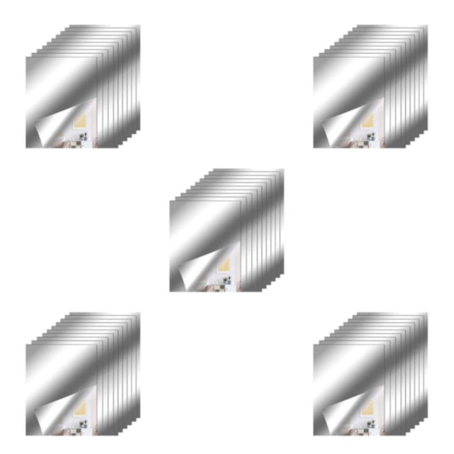 ZheElen 8x Non Glass Mirror Tiles Reflective And Space-saving. Tiles Mirror Stickers Flexible Mirror 5Set