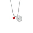 thumbnail image 2 of Delight Jewelry Acrylic 5/16" Red Heart Silvertone Script Initial Disc - S - Charm Necklace, 20"+3", 2 of 4