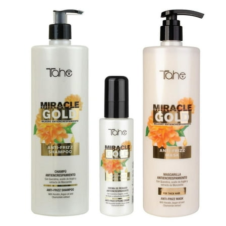 Tahe Miracle Gold Kit (Shampoo 1000 ML   Mask 1000 ML   Styling Cream 100 ML)