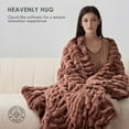 thumbnail image 3 of EVERGRACE Luxurious Soft Faux Rabbit Fur Throw Blanket, Cozy Fuzzy Plush Warm Throws for Couch Bed Sofa Chair Home Decor, Ruched Bubble Fluffy Blanket with Reversible Velvet, 50"" x 60"", Mocha Brown, 3 of 8
