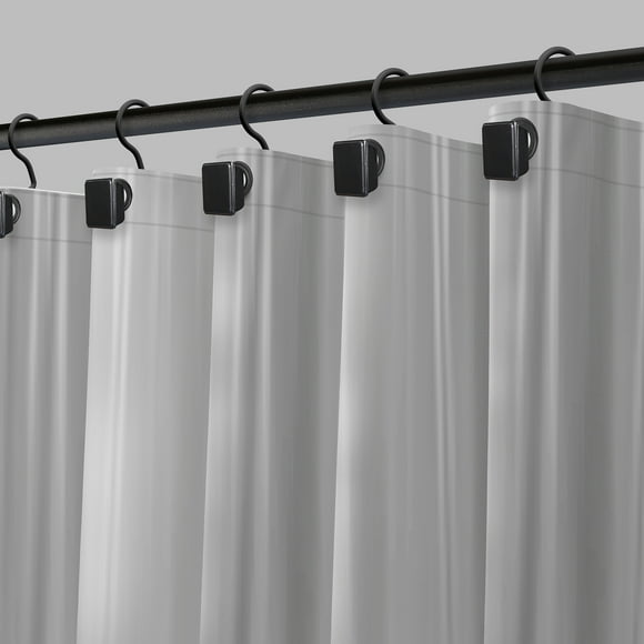Cortina de baño Moorefield Solid 183x183 cm con ojales negros, dobladillo magnetico y tacto suave, Transparente