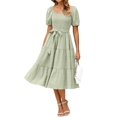 thumbnail image 1 of Vestido BerryGo Summer 2025, casual, midi fruncido, verde salvia, 1 of 7