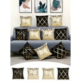 thumbnail image 2 of KDJ Set of 4 Gold Foil Pillow Covers 18x18 Inch Black and Gold Home Decorative Square Pillowcases for Sofa Bed Living Room, 2 of 9