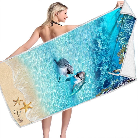 Beach Towel Microfiber Beach Towels Sand Free Quick Dry Lightweight Travel Towels Oversized Large Quick Cute Starfish Design 30×60 inch Beach Towels for Kids Women Men Pool Swim
