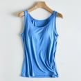 thumbnail image 4 of Ulitacool Womens Summer Tank Tops Sleeveess Seamless Bralette Tank Top With Built In Cups Solid Color Tee Crewneck Blouse Trend Clothing Xl Light Blue, 4 of 8