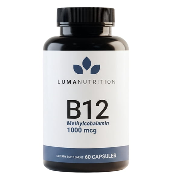Luma Nutrition Vitamin B12 Methylcobalamin 1000 mcg - High Potency Vegan Supplements for Men & Women - Energy & Metabolism - Pure B12 Vitamins - 60 Capsules - Made in USA