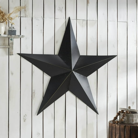 VHC Brands Patriotic Metal Star Speckled Distressed 48x48, Independence Day Decor, Decorative Wall Hanging, Rustic Farmhouse Decorations, Country Black, Vintage Tan