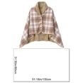 thumbnail image 3 of Multiway Plaid Poncho Shawl Wrap for Women Fleece Wearable Blanket Ultra Soft Sherpa Flannel Cape Checkered Fluffy Fleece Pajama Winter Warm Sleepwear, 3 of 7