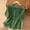 thumbnail image 2 of Wlynlyn Summer Tops for Women 2024 Dressy Casual Cotton Linen Embroidery Blouse V Neck Tunic Shirts Top, 2 of 7